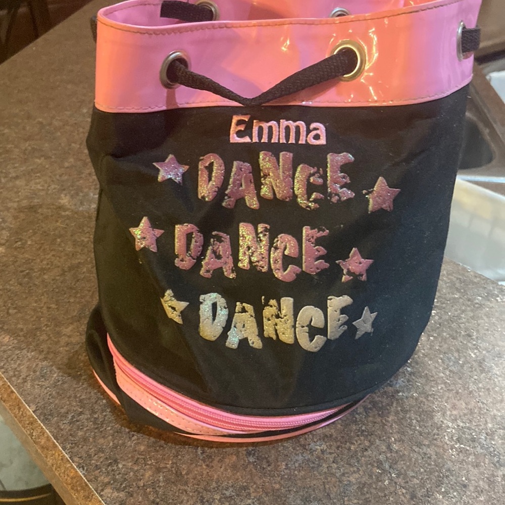 Dance bag pink black monogram “emma” school class ballet jazz tap hip hop tote